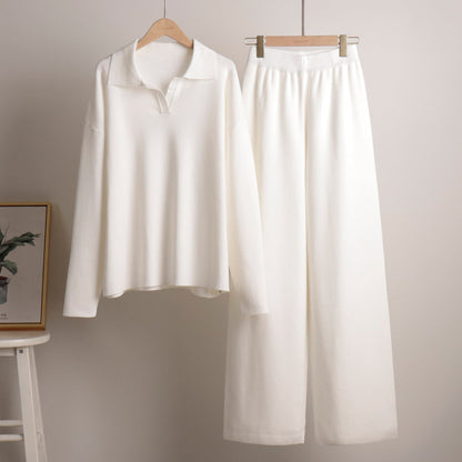 Bequeme Loungewear Set - Oversized Pullover mit Kragen und Joggerhosen - IdealeKleiden