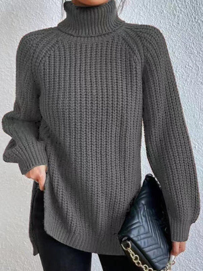 Women's Knitted Jumper High Neck Honeycomb Pattern Elegance