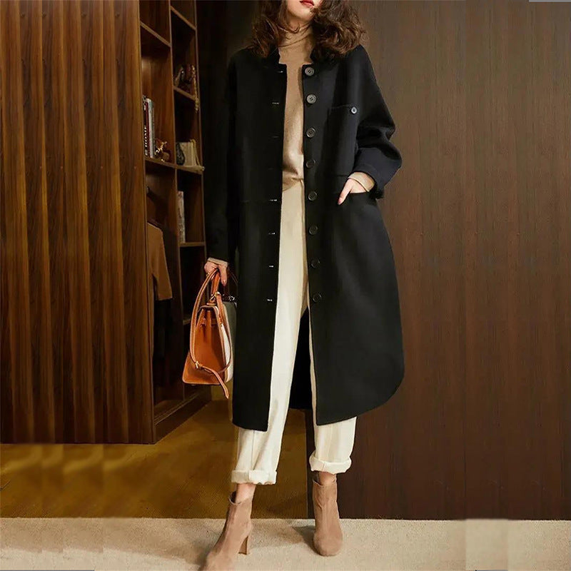 Women's A-line Coat Elegant Button Closure