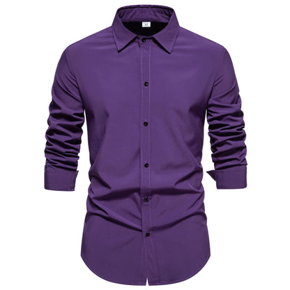 Men's Long-Sleeved Cotton Shirt Modern Fit