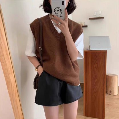 Women's Elegant V-Neck Knit Vest Generous Fit