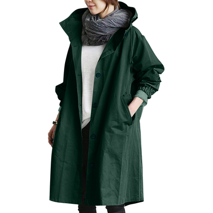 Women's Oversized Trench Coat Hooded Jacket Stylish
