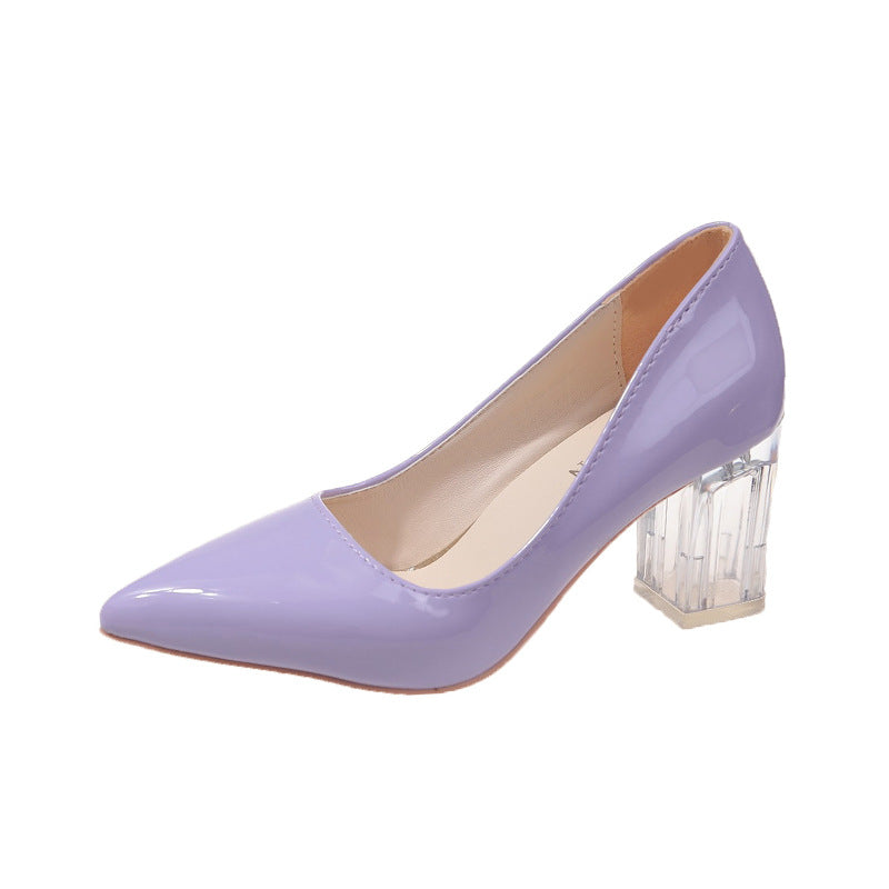 Damen High Heels Pumps mit Transparentem Absatz und Spitzen Zehen