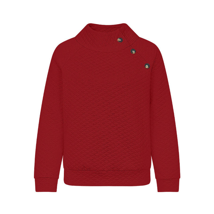 Damen Stepp-Pullover Modern Chic Knöpfe