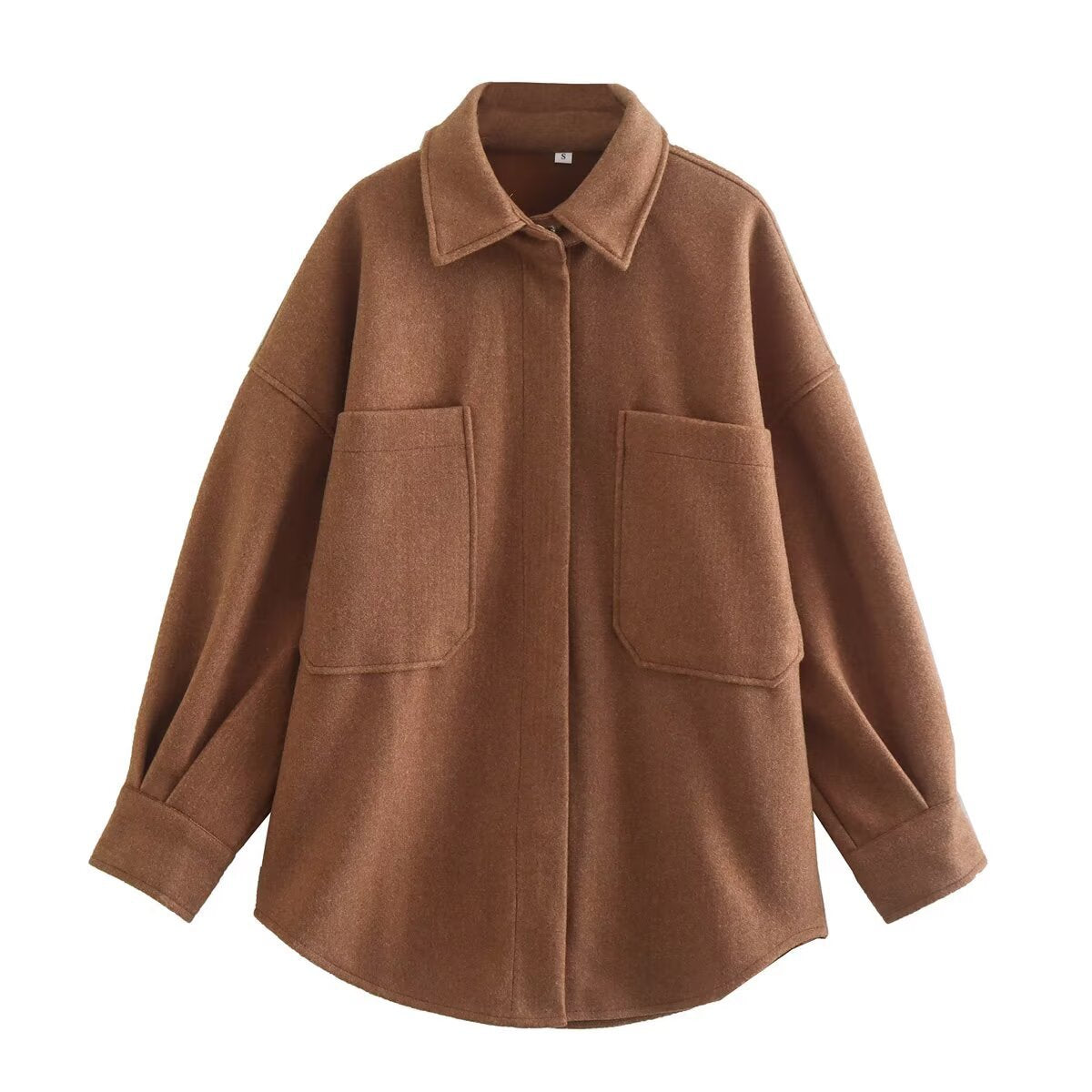 Women's Oversized Wool Jacket with Pockets and Chic Design