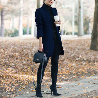 Fitted Women's Wool Blend Knee-Length Elegant Coat