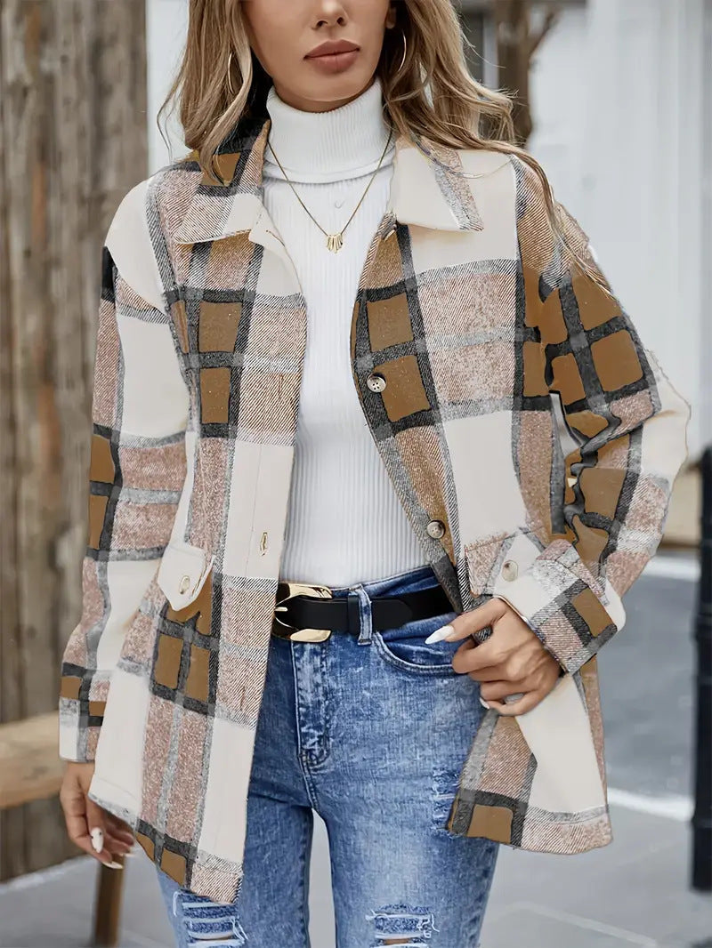 Women's Plaid Overshirt Chic Plus Size
