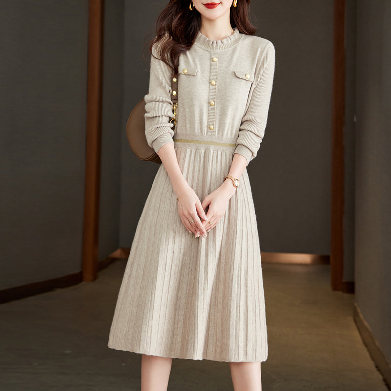 Women's Knitted Dress Elegant Design High Neck