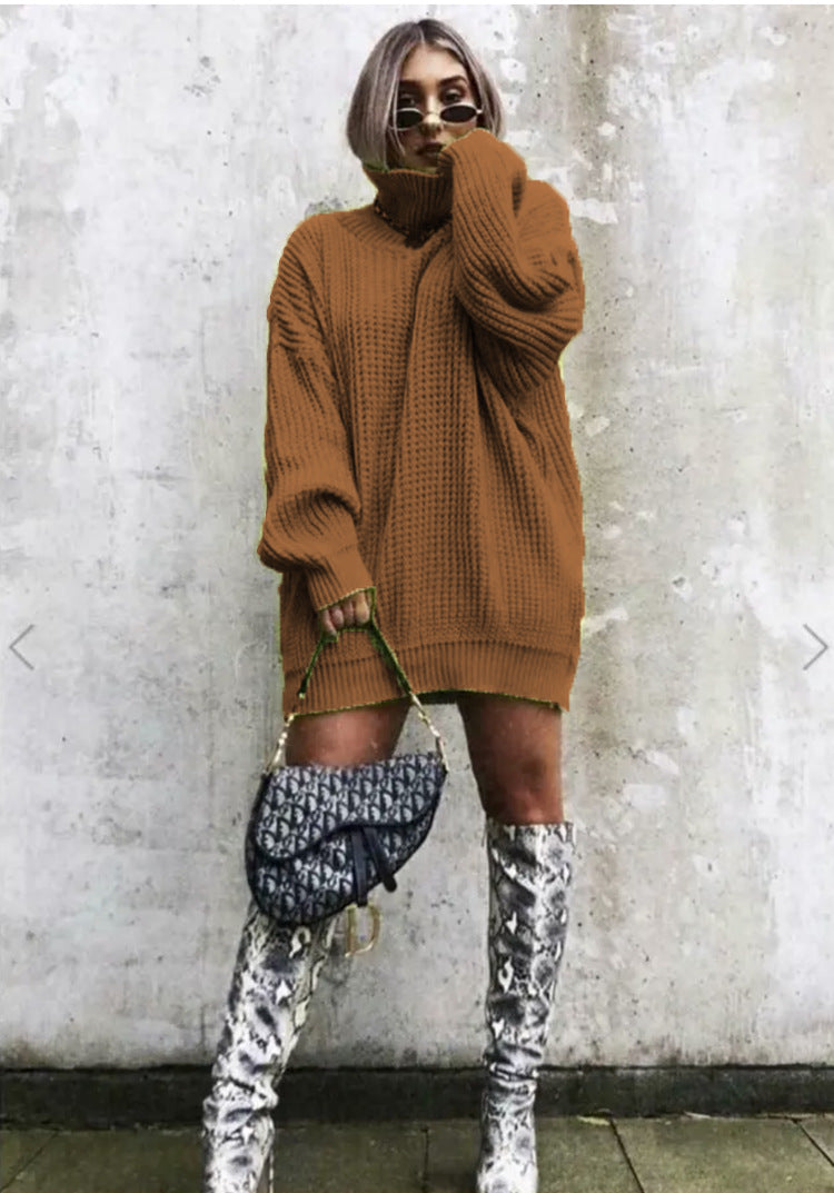 Women's Knitted Jumper Oversized Waffle Knit Trendy Style