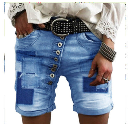 Women's Fashion Distressed Denim Shorts with Pockets