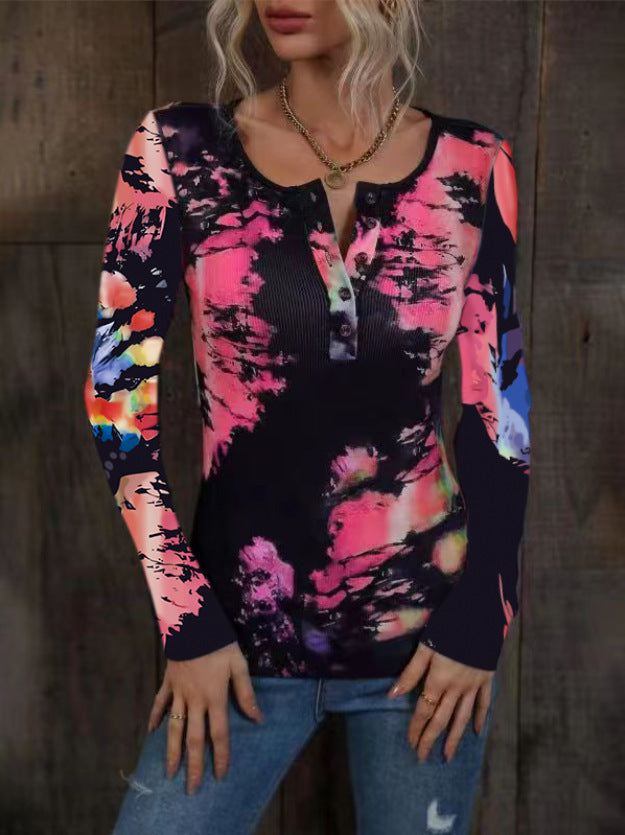Women's Long-Sleeve Shirt Colorful Gradient Trendy
