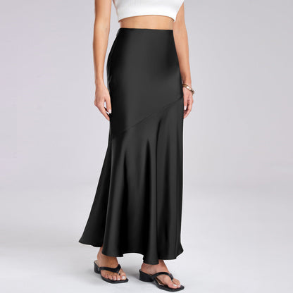 Damen Maxirock Elegant Fließend Diagonale Nähte - IdealeKleiden