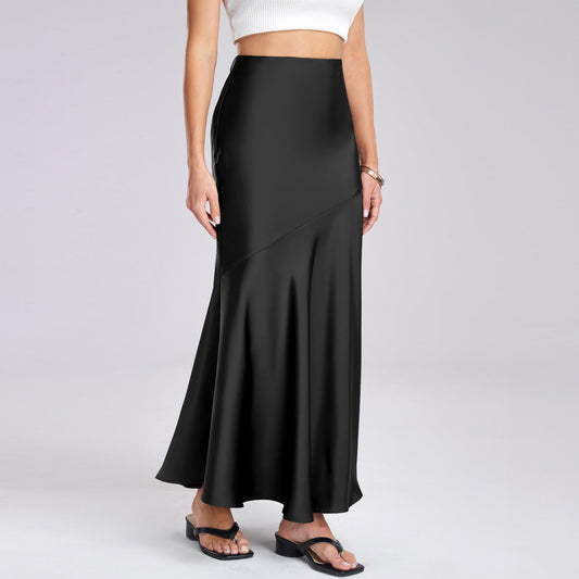 Damen Maxirock Elegant Fließend Diagonale Nähte - IdealeKleiden