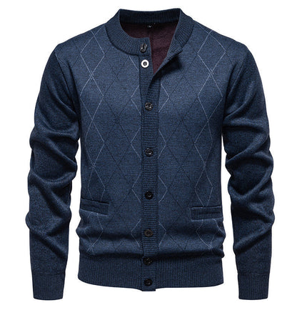 Men's Cardigan Modern Diamond Pattern Elegant