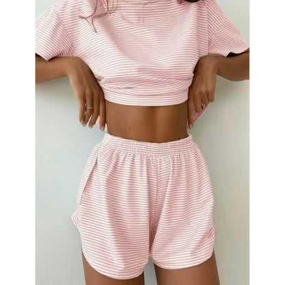 Women's Casual Set Short Sleeve Top and Shorts Summer