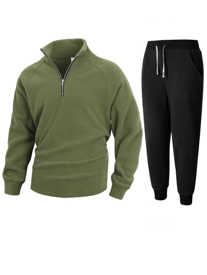 Men's Fleece Tracksuit Comfortable Mid-Length Zipper