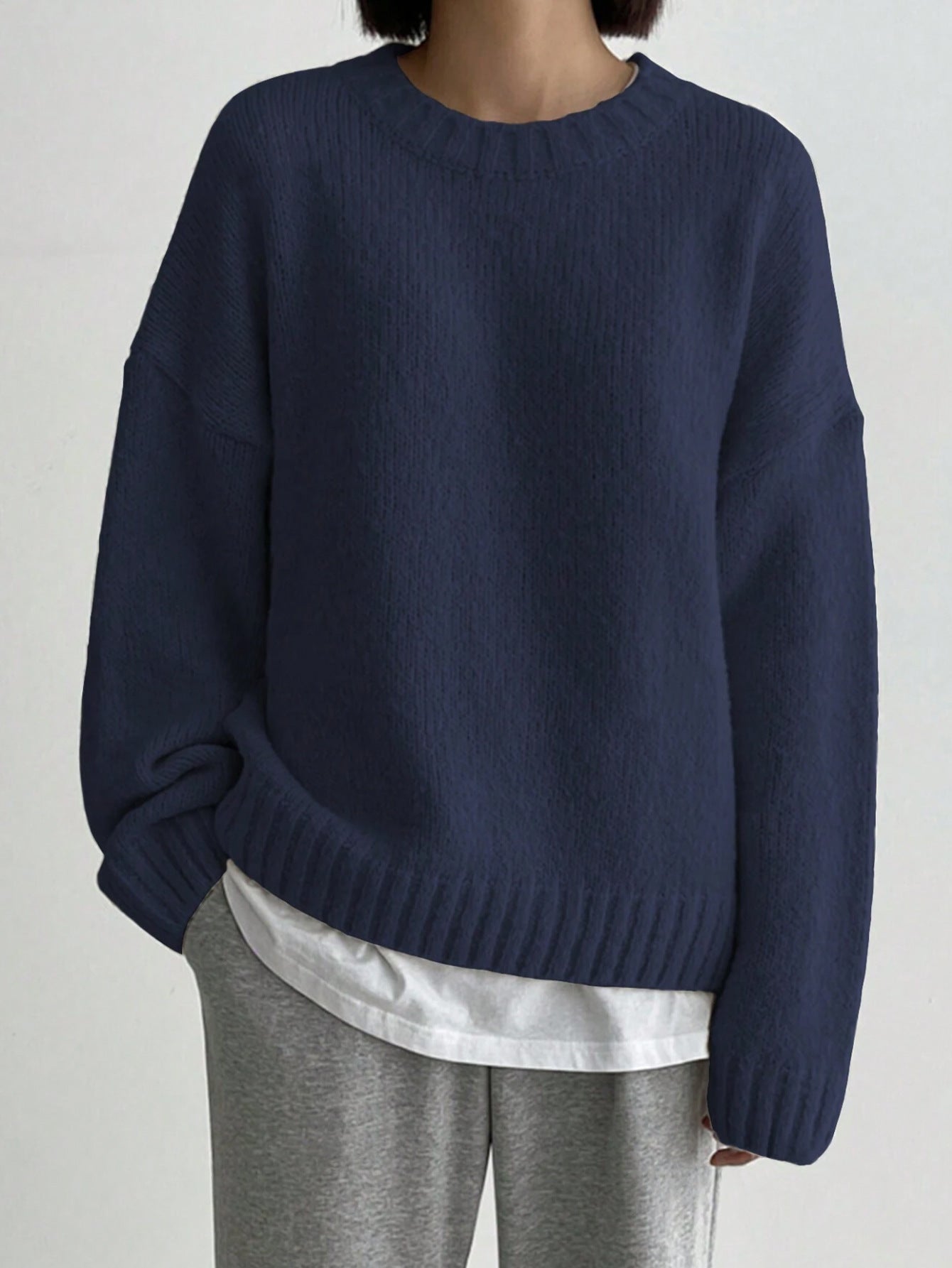 Women's Knitted Jumper Oversized Round Neck Autumn Fashion