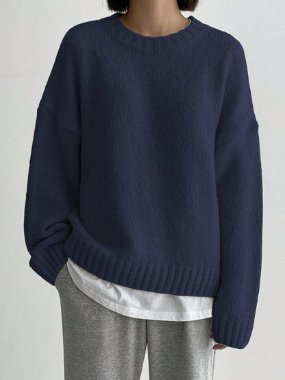 Women's Knitted Jumper Oversized Round Neck Autumn Fashion