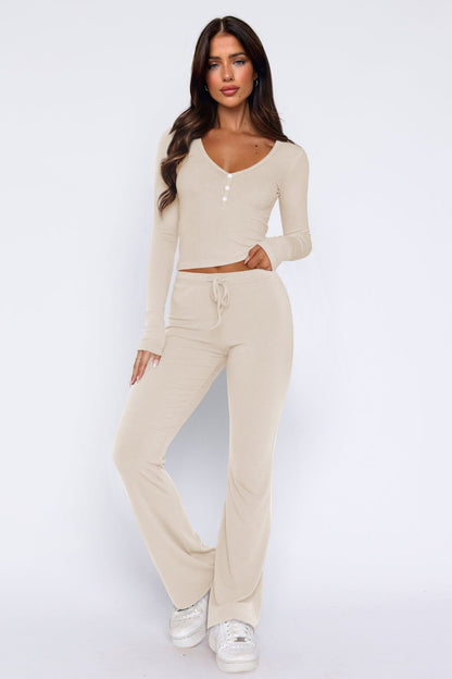 Women's Loungewear Set with Flare Trousers & Top