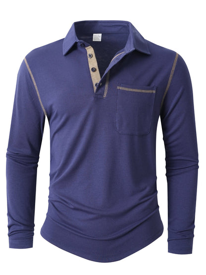 Men's Long-Sleeve Polo Shirt Elegant Sporty