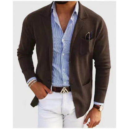 Men's Knitted Blazer Elegant With Practical Pockets