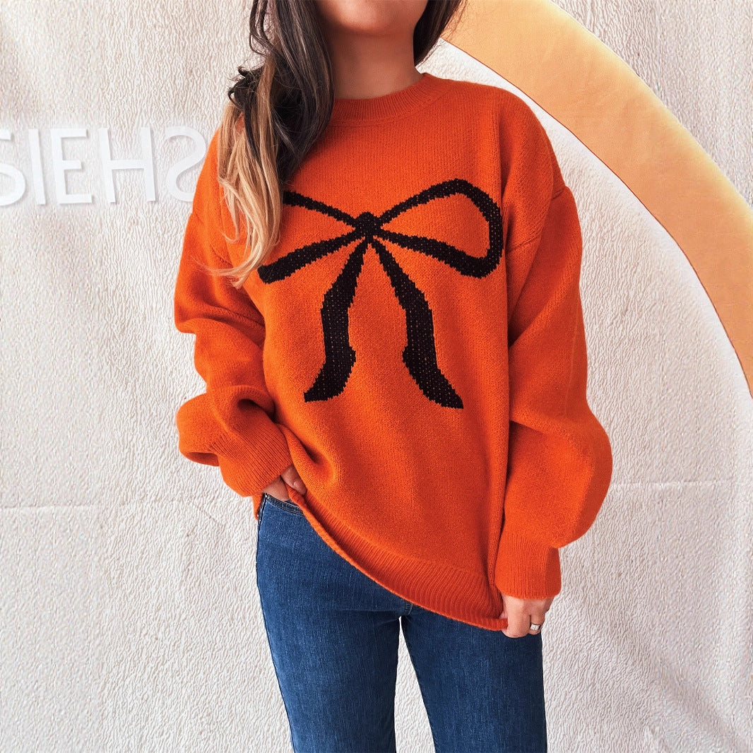 Women's Soft Sweater with Bow Design