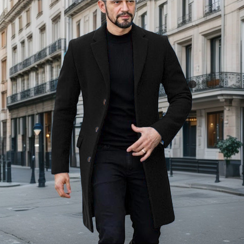 Men's Elegant Grey Wool Coat