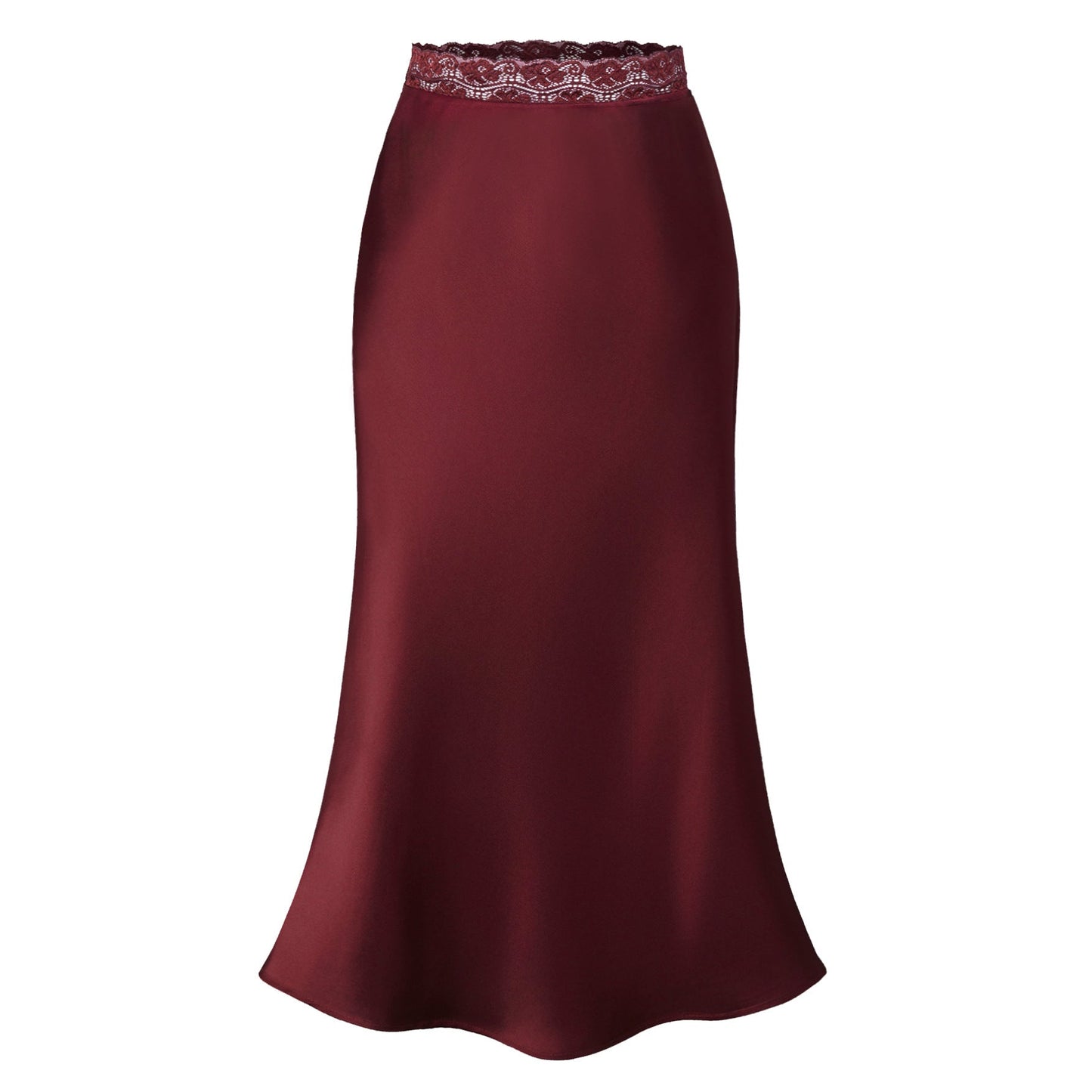 Elegant Women's Skirt Satin Lace Chic Long