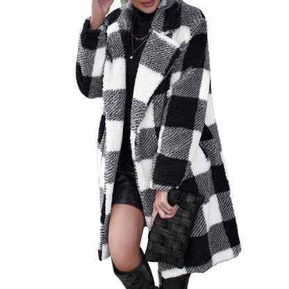 Damen Oversized Mantel Weich Fleece Innenfutter - IdealeKleiden