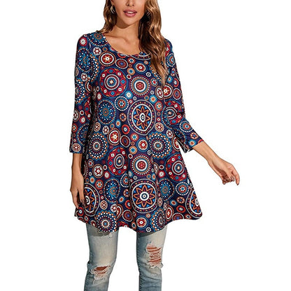 Women's Tunic Mandala Print Summer Dress Elegant