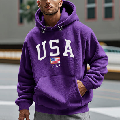 Men's Fleece Hoodie America Design Cuddly Warm