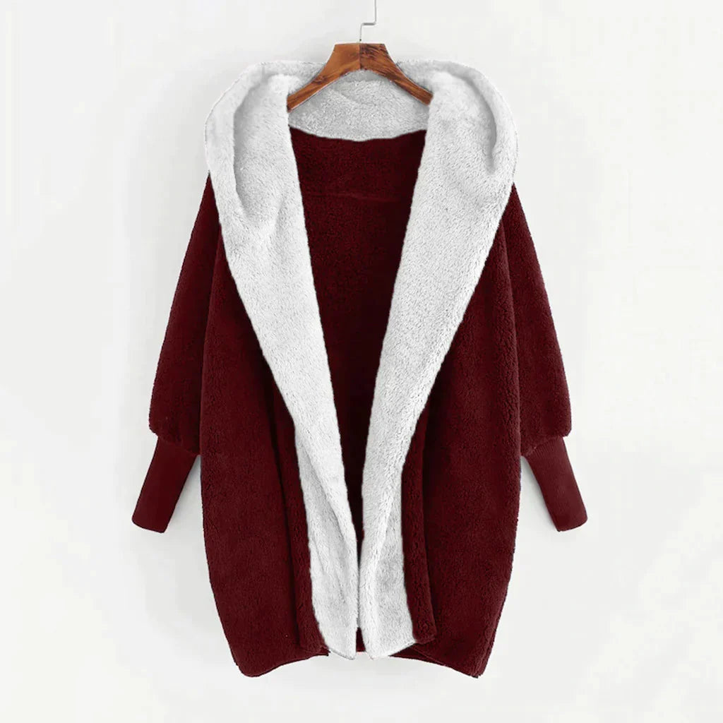 Soft Women's Cardigan Coat with Hood and Loose Fit