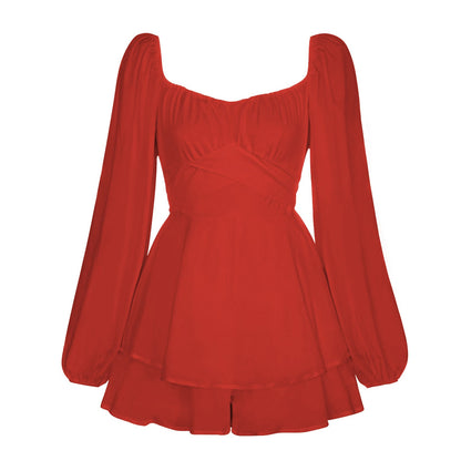 Women's Mini Dress Roman Puff Sleeve Design