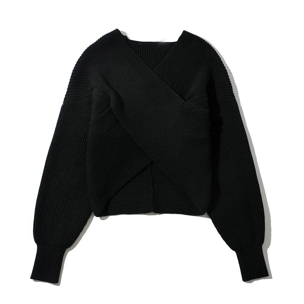 Women's Modern Wrap-Look Knitted Sweater