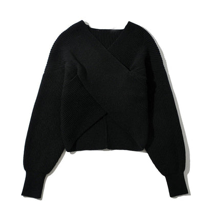 Women's Modern Wrap-Look Knitted Sweater