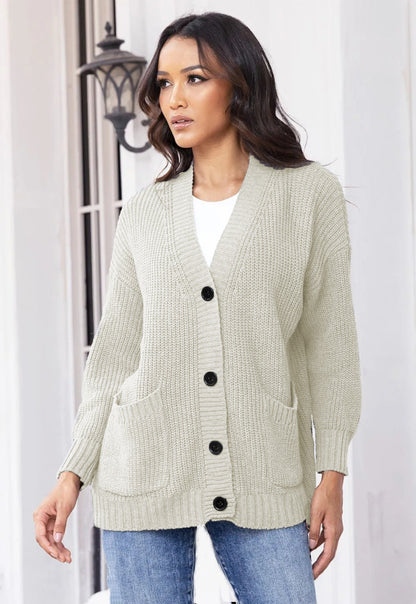 Women's Cardigan Large Pockets Classic Elegant Women's Jacket