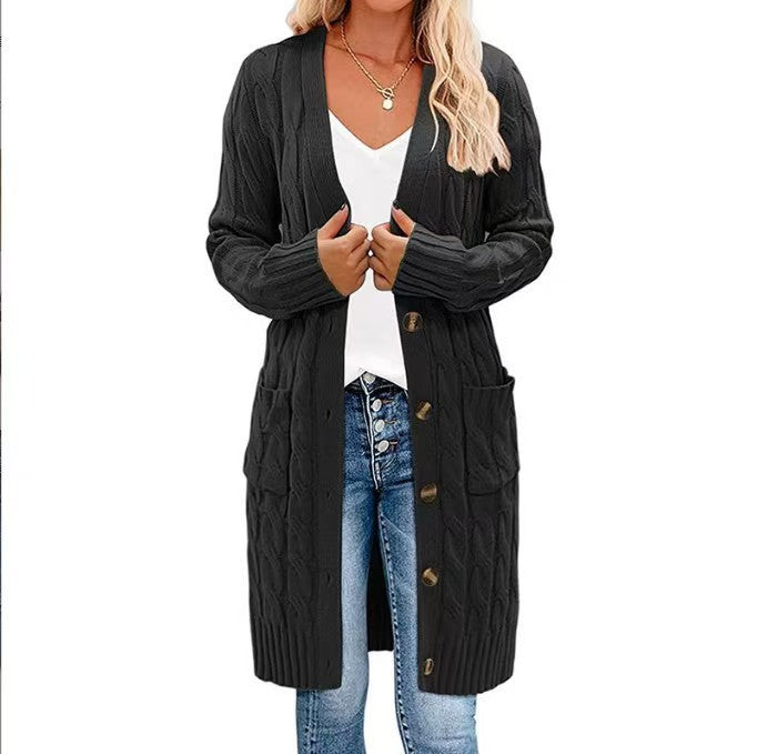Women's Cardigan Chunky Knit Warm with Pockets and Buttons