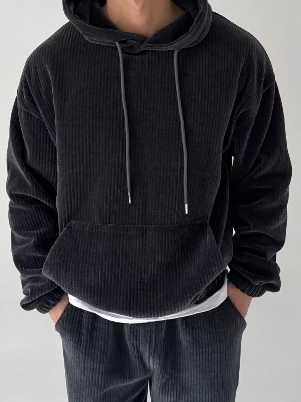 Men's Hoodie Comfortable Ribbed Kangaroo Pocket