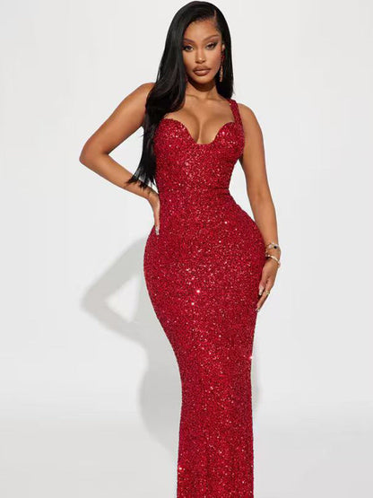 Women's Evening Dress Sequins Glamour Black