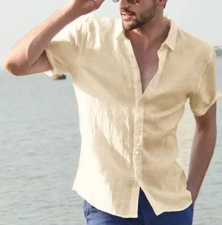 Herren Sommershirt Leinen Bequem Elegant
