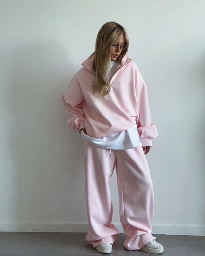 Women's Fleece Tracksuit Stand-up Collar Zipper