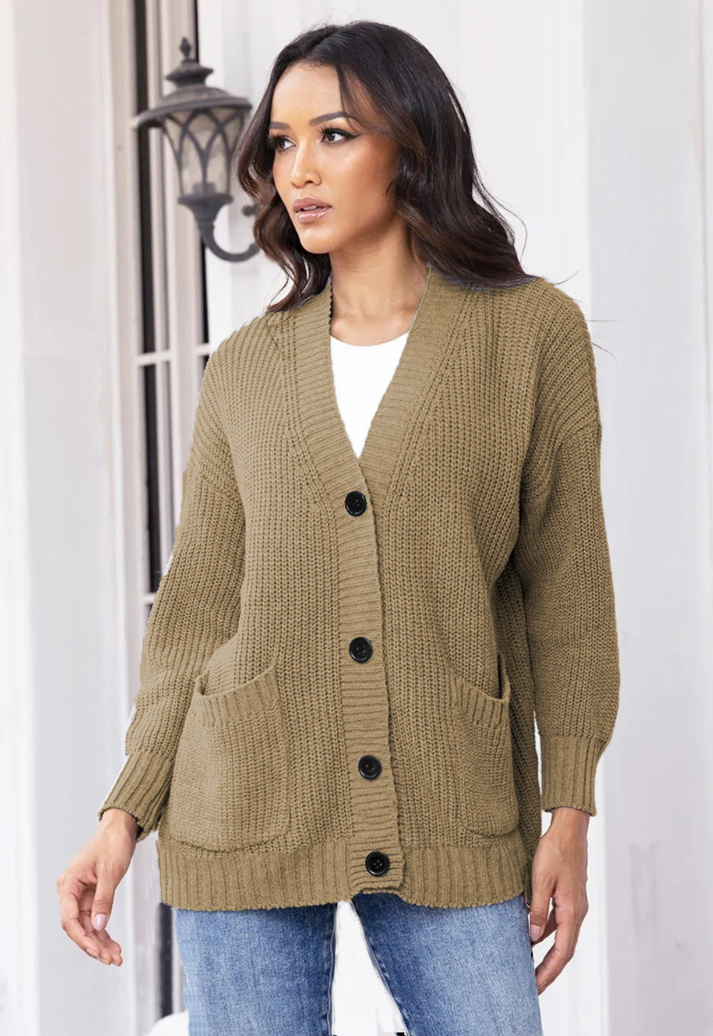 Women's Cardigan Large Pockets Classic Elegant Women's Jacket