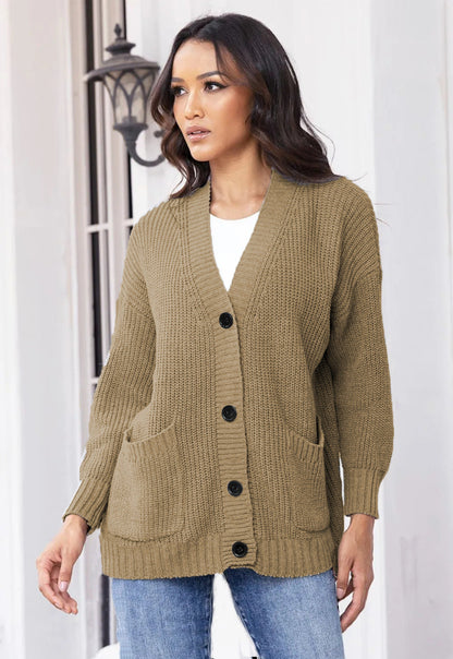 Women's Cardigan Large Pockets Classic Elegant Women's Jacket
