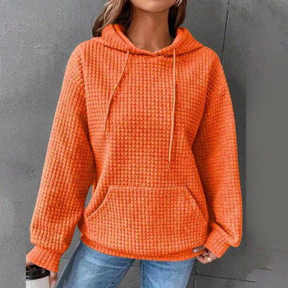 Women's Waffle Look Hoodie Jacket with Pocket