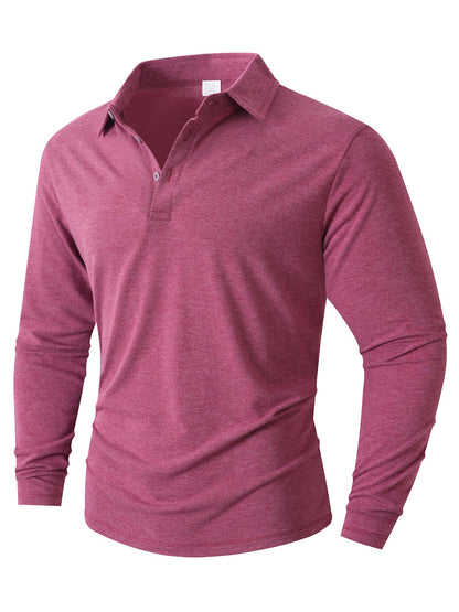 Men's Long-Sleeve Polo Shirt Modern Slim Fit
