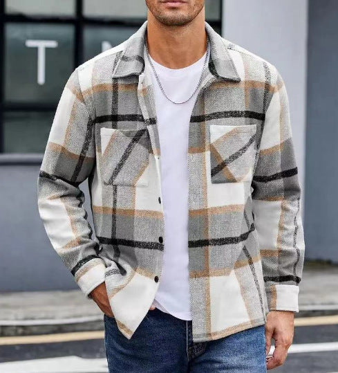 Men's Plaid Shirt Jacket Casual