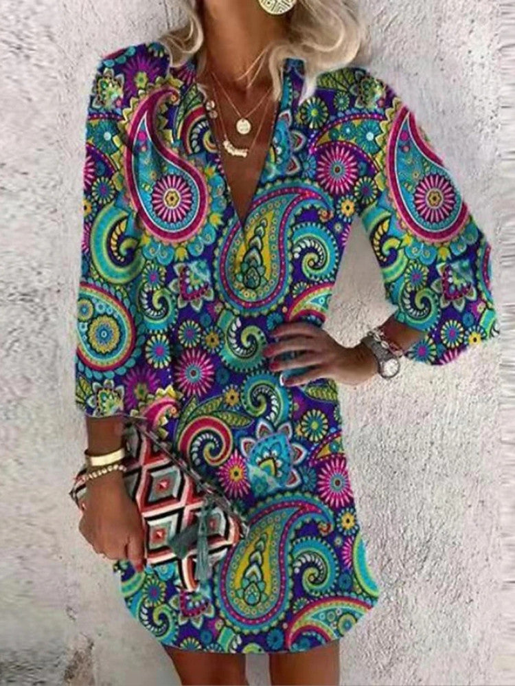 Women's Summer Dress Paisley Pattern Elegant