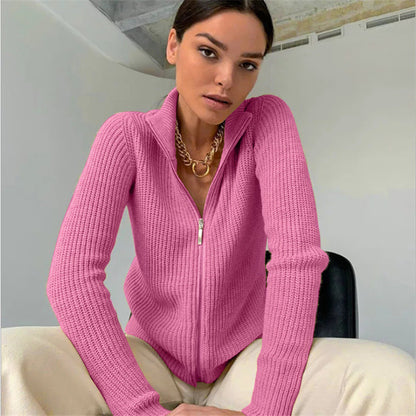 Women's Knitted Cardigan High Collar Modern Quick Release