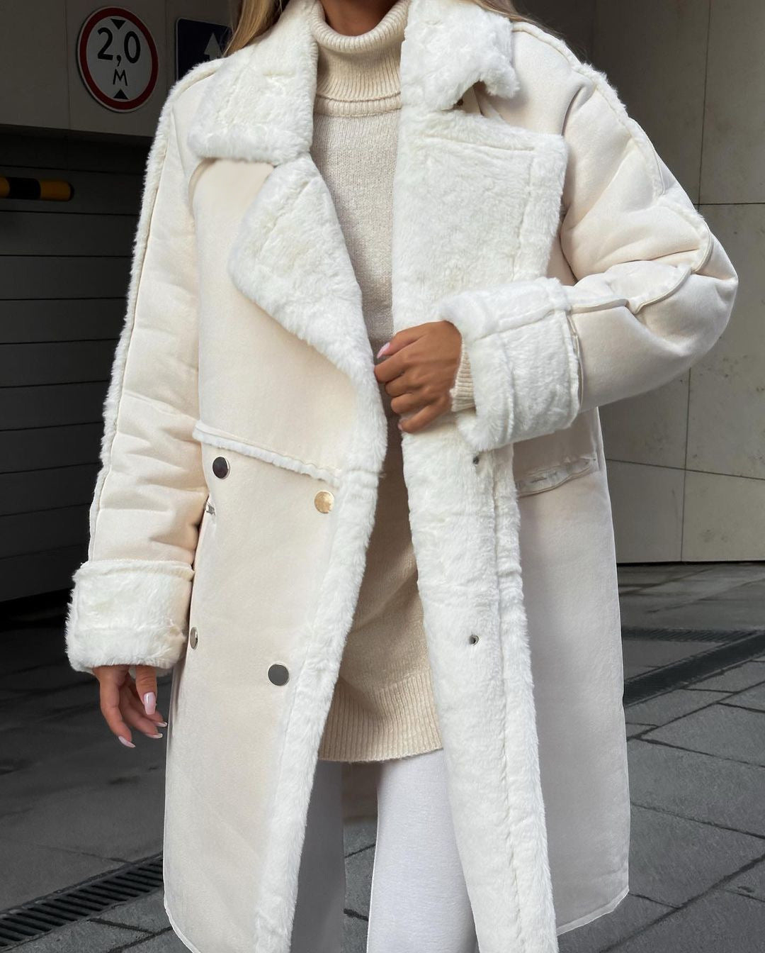 Soft Leather Coat Fleece-Lined Warm