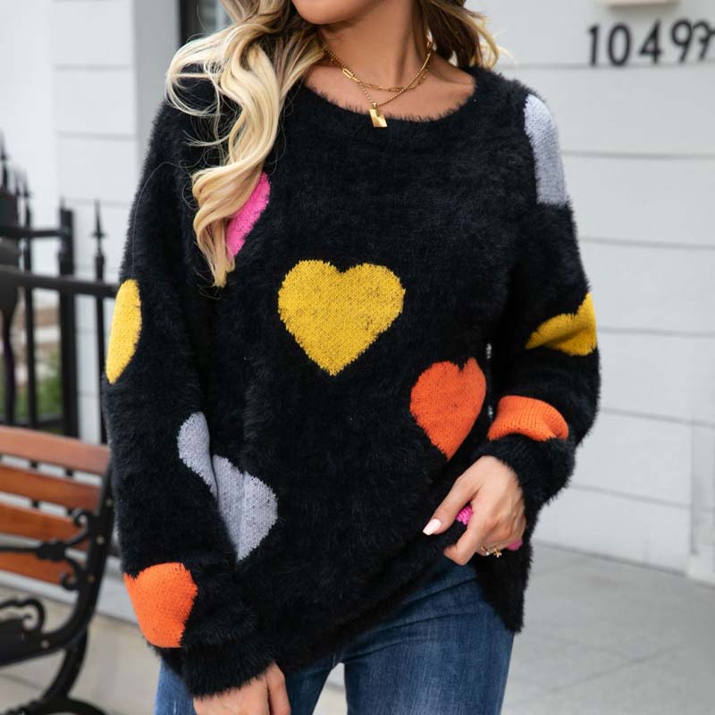 Women's Sweater with Heart Pattern